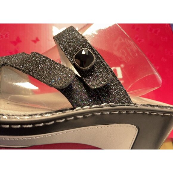 Alegria Sandals Loti Leather Triple Strap Wedge Glitteroti Black US 8 - 8.5 EU38 - Picture 8 of 8